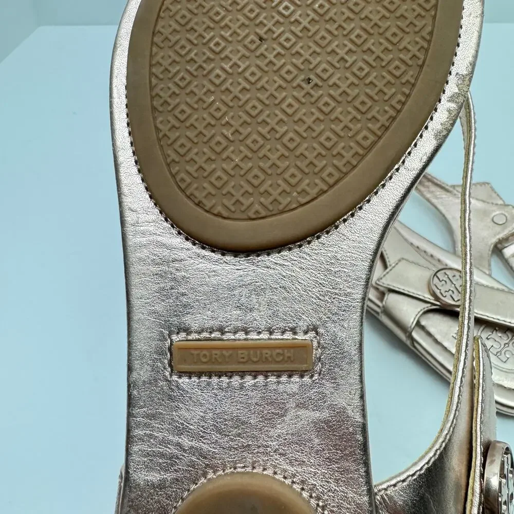 Tory Burch | Minnie Metallic Rose Gold Flat Slingback Flip Flop Travel Sandals